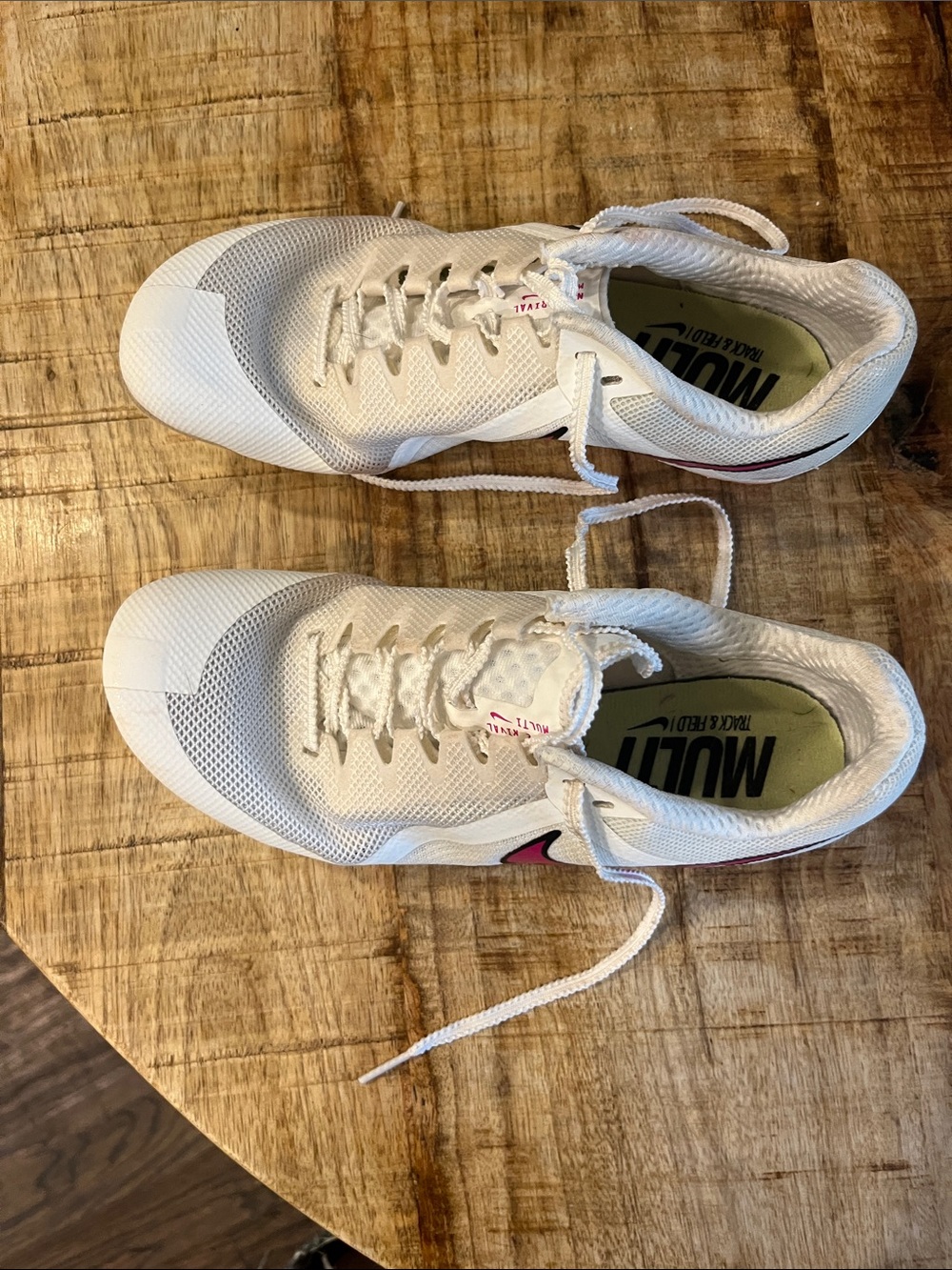 Nike Kids White Sneakers with Pink Accents